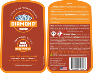 Diamond Shine Hard Water Stain Remover for Glass Tiles Chrome Brass- Real Diamond Dust Glass Shower Door Cleaner Rust Limescale Remover - 10 oz